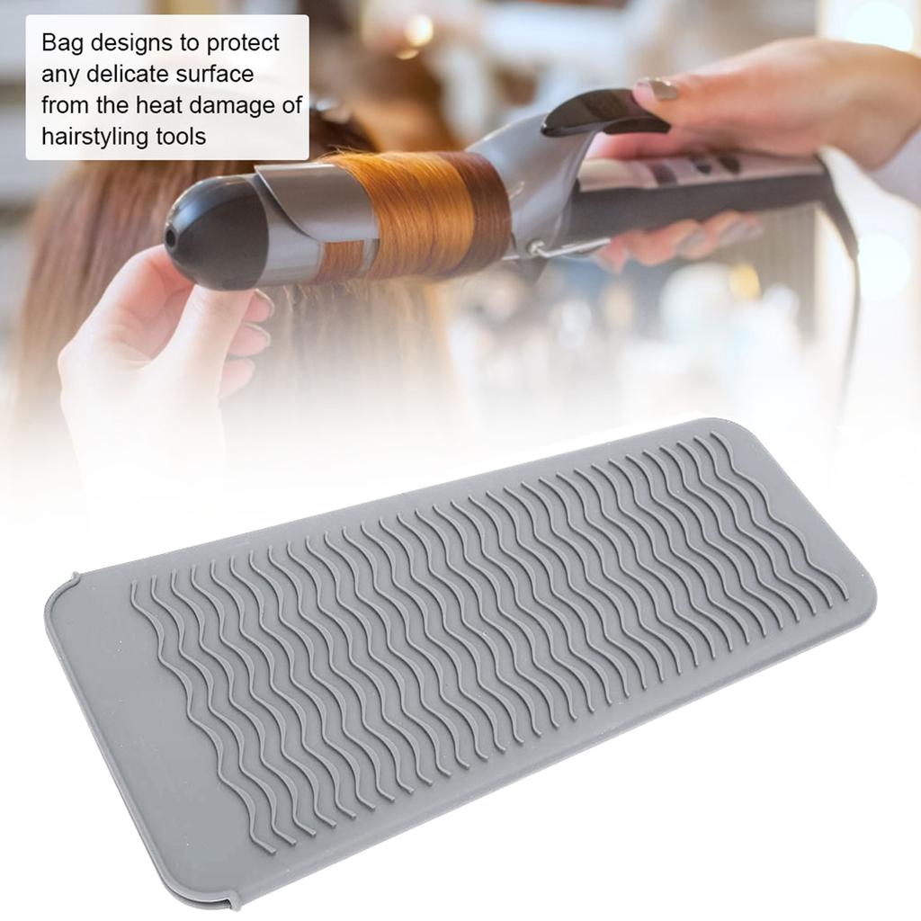 Силиконовый выпрямитель для волос, термостойкий чехол, дорожная бигуди, нескользящий коврик(Серый )