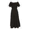 Women's Summer Casual Solid-color Tie Dress With Fringes, Strapless Cuffs And Puffed Sleeves
