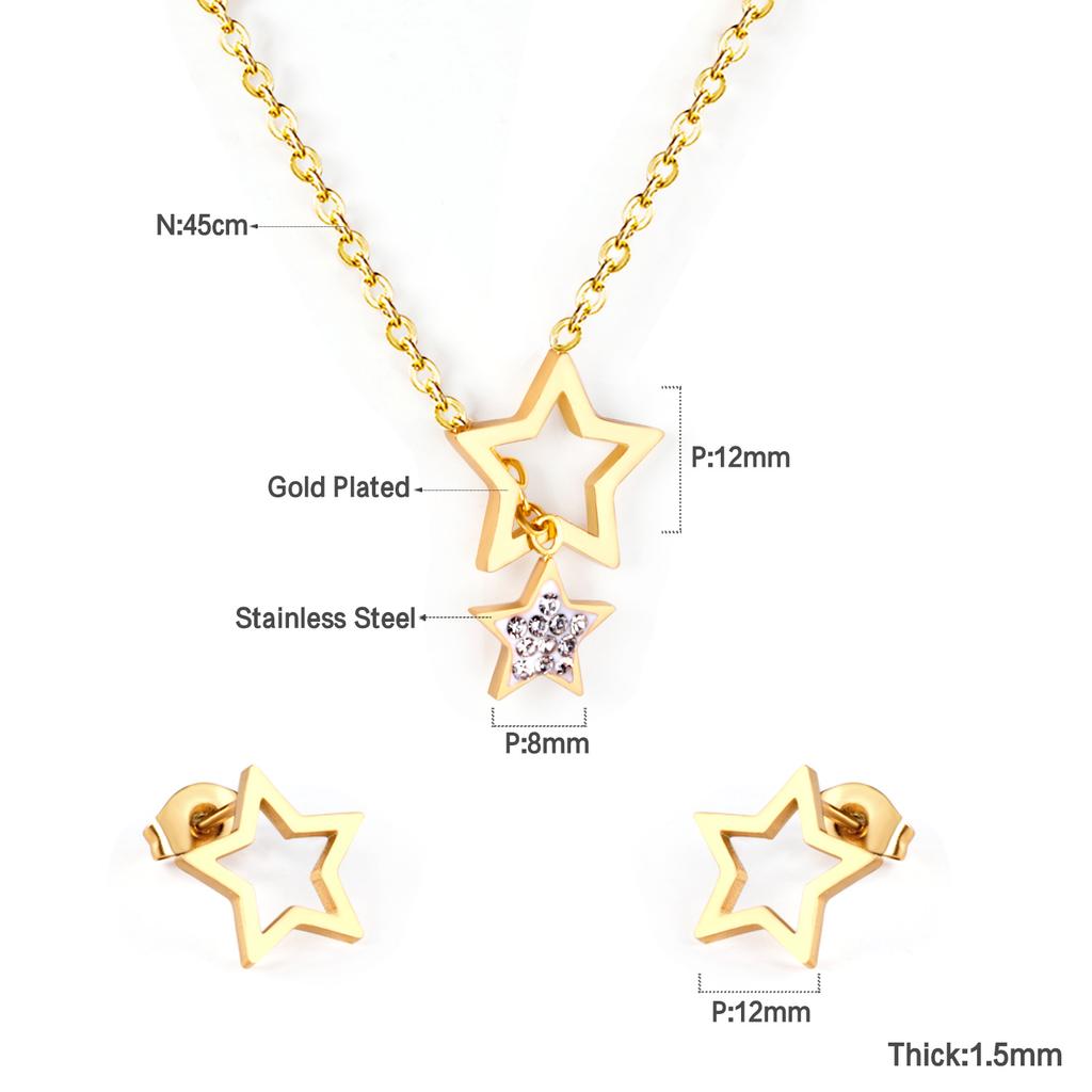 LUXUKISSKIDS Нержавеющая сталь Роскошные Дубайские украшения Женский Позолоченный Модный Набор Ожерелье и Серьги Свадебная Опт Циркон