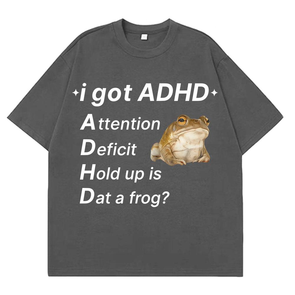 ADHD Лягушка Аутизм Смешной Мем Футболка Мужская Женская Модная Одежда Хлопок Короткий Рукав Харадзюку Футболки Повседневные Хип-хоп Футболки