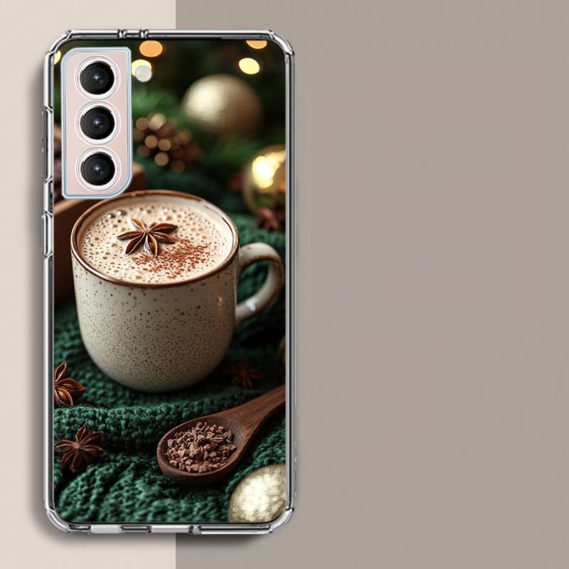 Чехол для телефона Christmas Spiced Gingerbread Latte для Samsung Galaxy S25 Edge S24 S23 FE S21 S20 S10 Plus S22 S26 Ultra Прозрачный