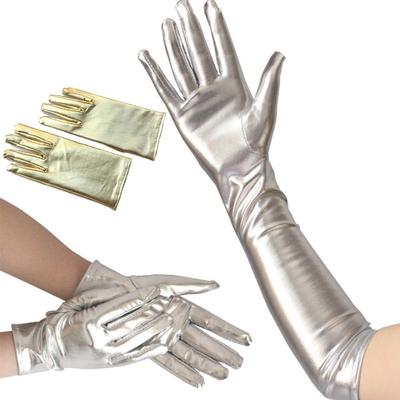 Блестящие клубные митенки золотого и серебряного цвета, панк-митенки, модные яркие кожаные перчатки для косплея