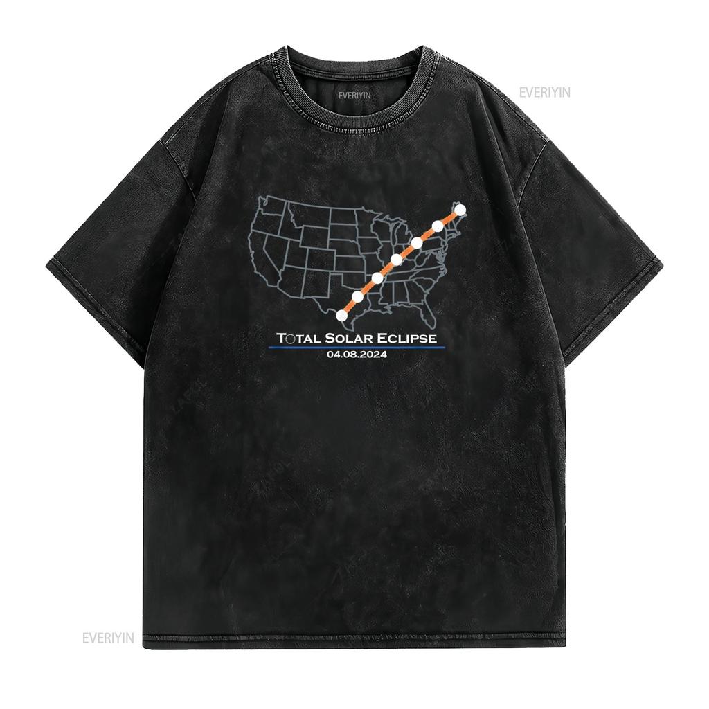 America Totality Total Solar Eclipse April 8 2024 T Shirt vintage Washed Top For Everyday Wear Casual Soft Stylish Slightly