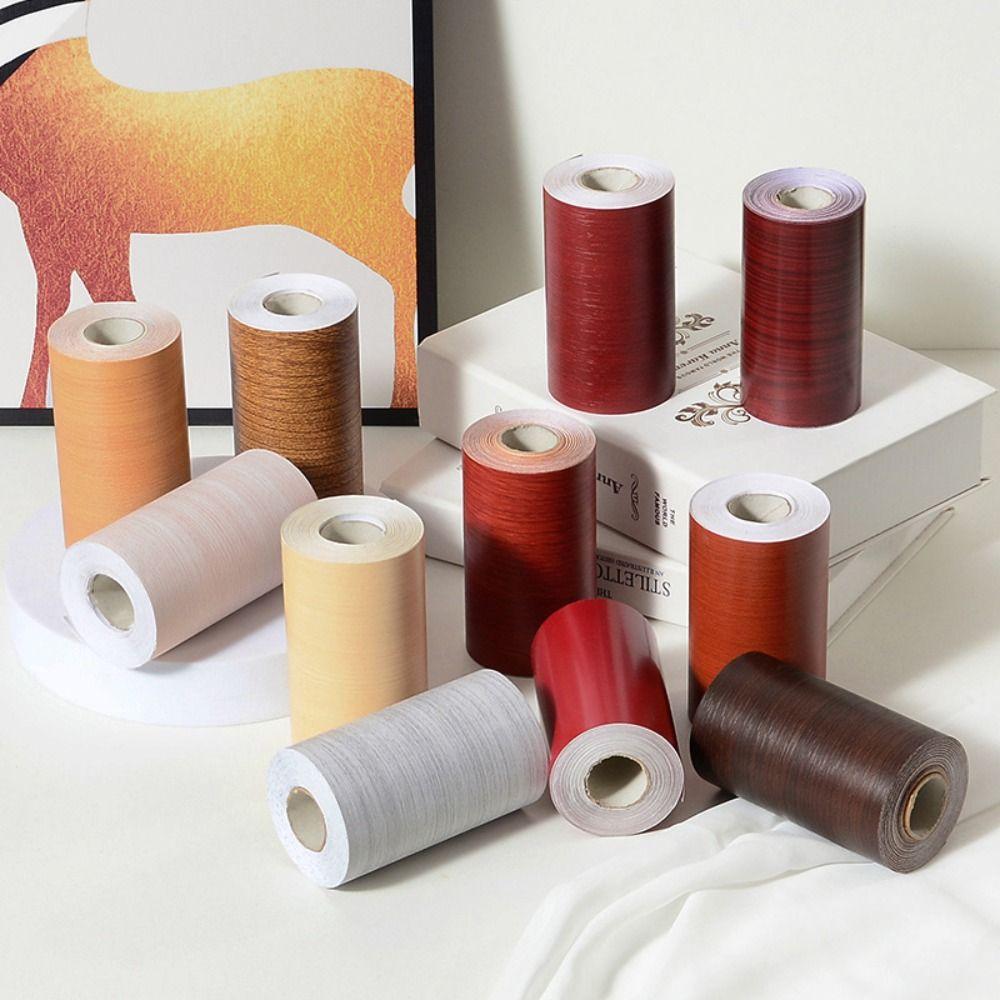 Thicken Floor Sticker Patches 10cmx10m Wall Border Sticker Wood Grain Tape Living Room Corner