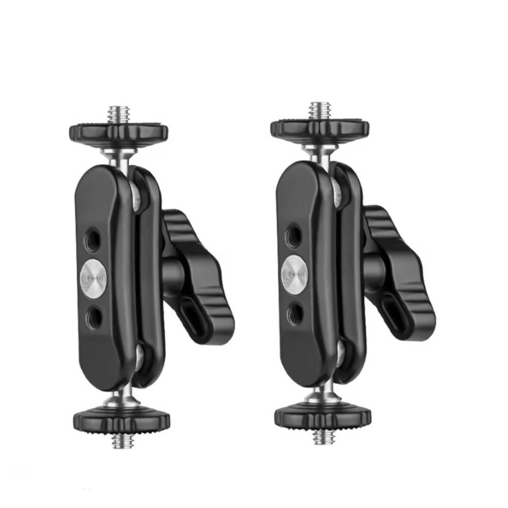 Dual Ball Head Magic Arm Pea Clip, Universal Camera Bracket 360° Adjustable 1/4 Inch Screw for Vlog Fill Light Mic Action Camera