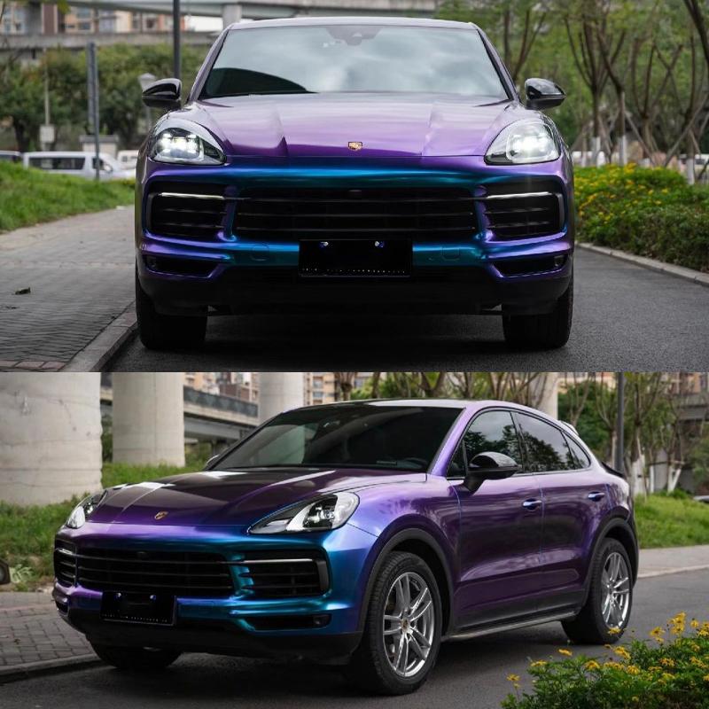 Автомобильная наклейка Высокоглянцевая пленка для кузова автомобиля Хамелеон Жемчужный Блестящая виниловая наклейка Фиолетово-синяя оберточная пленка Аксессуары для транспортных средств