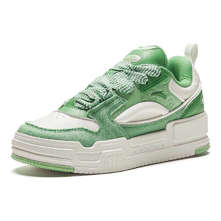 Anta Slightly Sweet Puffy Shoes Slip Resistant Low top Skateboard Shoes Women's Green White 922348001-6