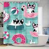Modern Cartoon Dog Swim Shower Curtain Waterproof Decoration For Bathroom Pink/Blue/Purple Colorful Watermelon Doughnut Pool Flo