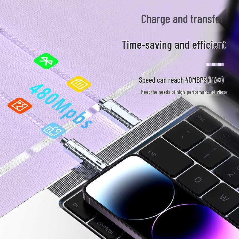4-в-1 Плетеный кабель Type-C для быстрой зарядки и передачи данных для мобильных телефонов