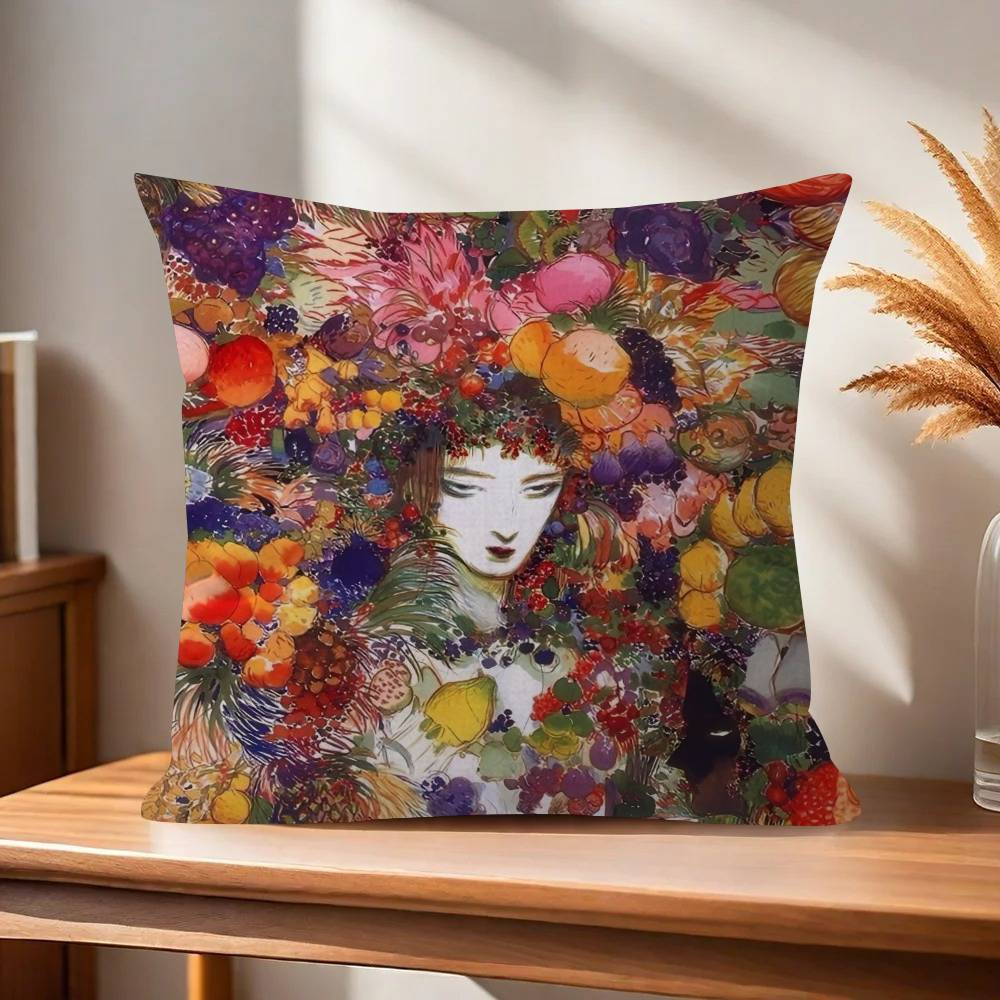 Painting YYoshitaka Amano Art Pillow Gift Home Office Decoration Bedroom Sofa Car Cushion Cover case x