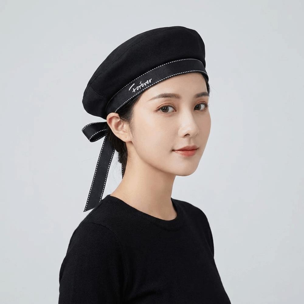 Tie JK Beret Cap Bowknot Painter Hat Casual Octagonal Cap Ladies