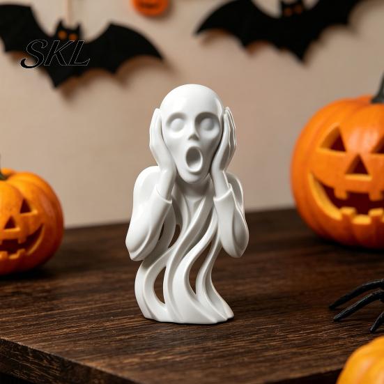 High-end Texture Sculpture 3D Printed The Scream Statue, Abstract Expressionist Art Figurine with Hollow Streamlined Design Flowing Design, Minimalist