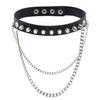 Gothic Spike Leather Collar Metal Chain Neck Strap Clavicle Ring