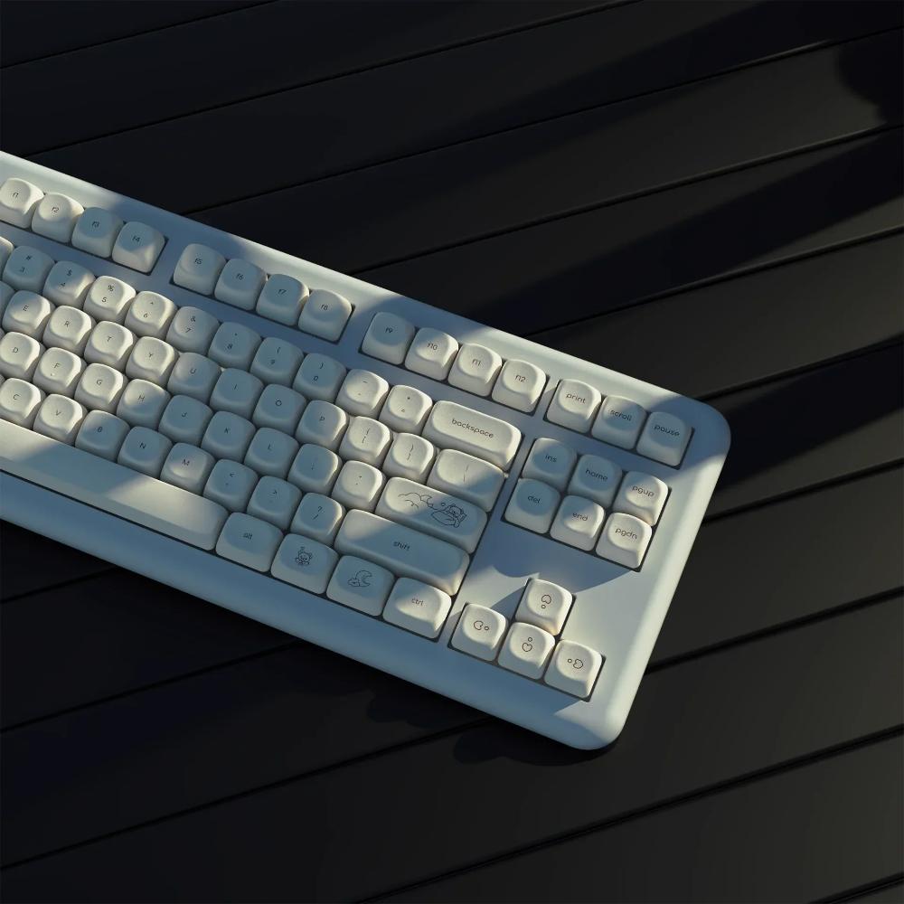 Xiaomi Милый набор кейкапов Bear MOA PBT 125 клавиш Мелкий шрифт Молочно-белый для механических клавиатур с переключателями MX раскладок 60/84/90/104/108