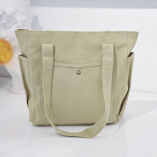 Yousheng Women Canvas Shoulder Bag Heavy Duty Work Tote with Side Pockets Zip Closure Handbag for Travel Shopping Commuting Gym