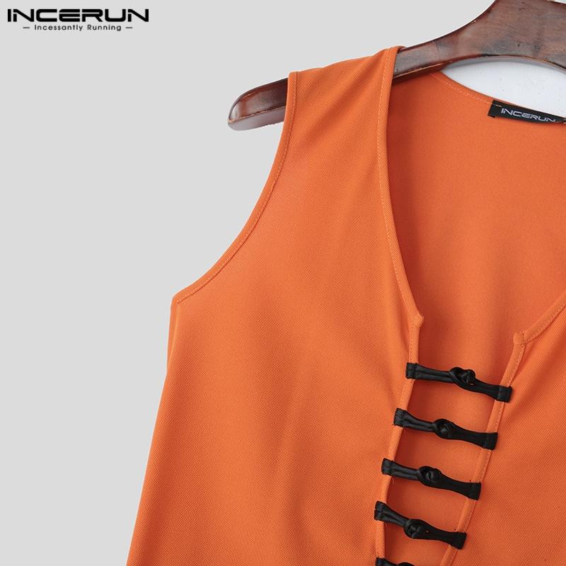 INCERUN Мужские летние повседневные майки без рукавов с V-образным вырезом и бандажом