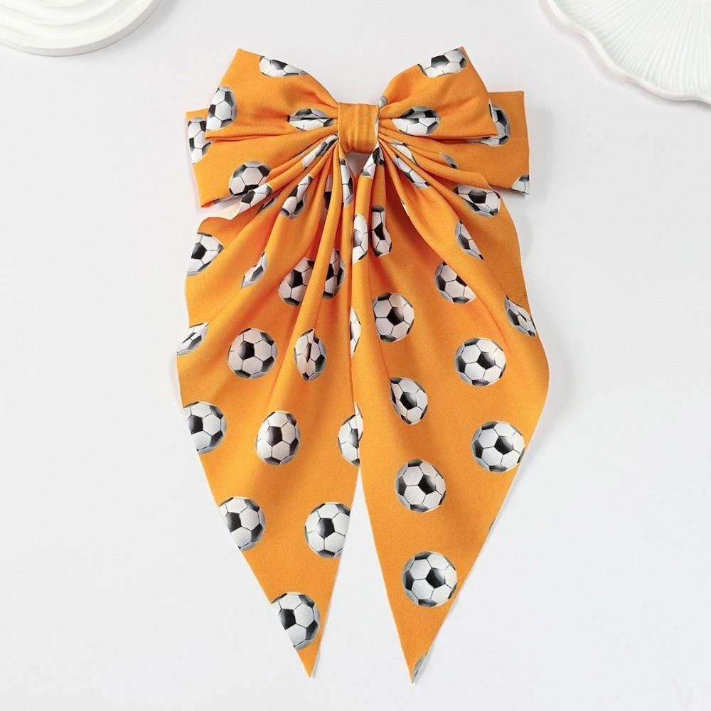 Trendy Colorful Football Pattern Bow Hair Clip Elastic Fashion Fashion Hair Accessories Cute Soft Fabric Ribbon Hair Rope Daily