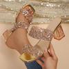 Gold Silver Sequins High Heels Sandals Women Summer Fashion Square Toe Transparent Heel Slippers Woman Bling Banquet Party Shoes