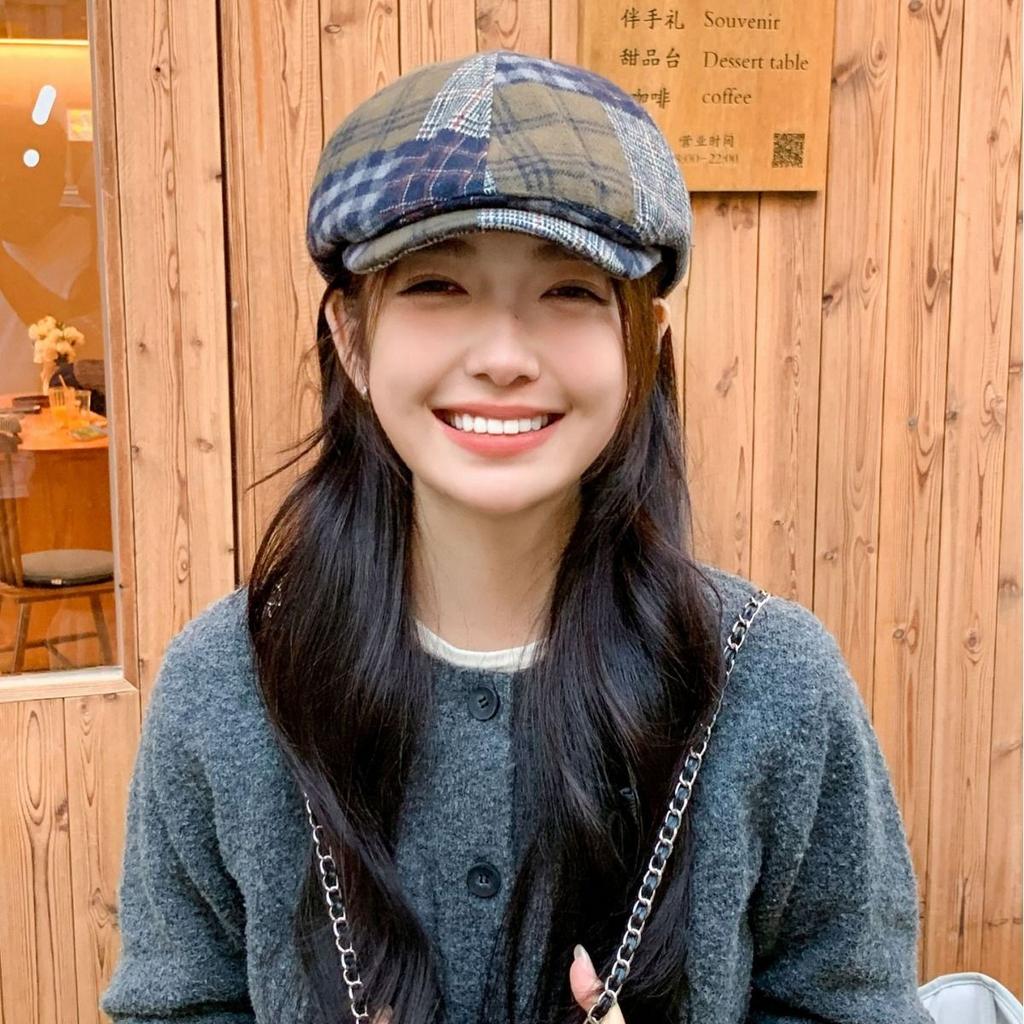 Women's Retro Color Blocked Forward Hat Versatile In Spring and Autumn Simple Beret