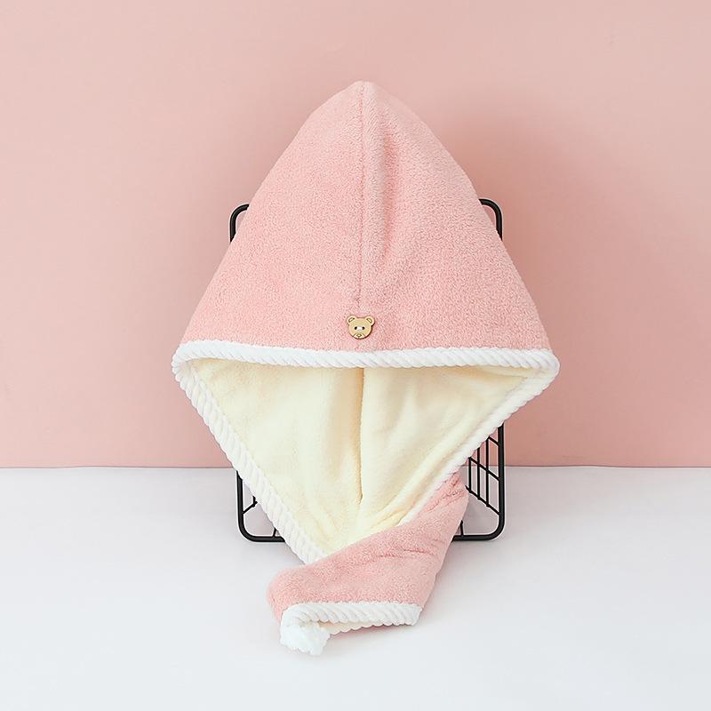 Coral Plush Dry Hair Cap Double Layered Thickened Women Water Absorbing Quick Drying Hair Wiping Towel Bath Cap Headband Towels