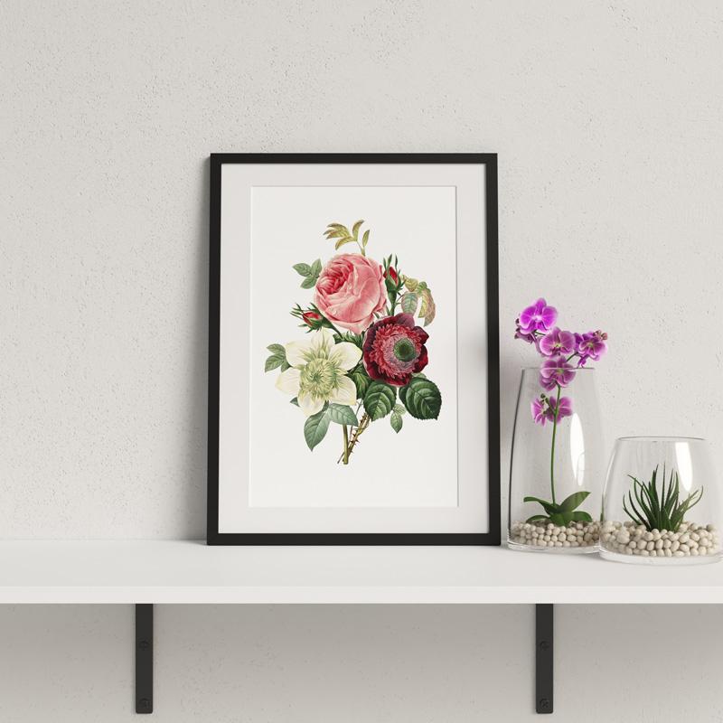 Плакат с винтажным букетом цветов