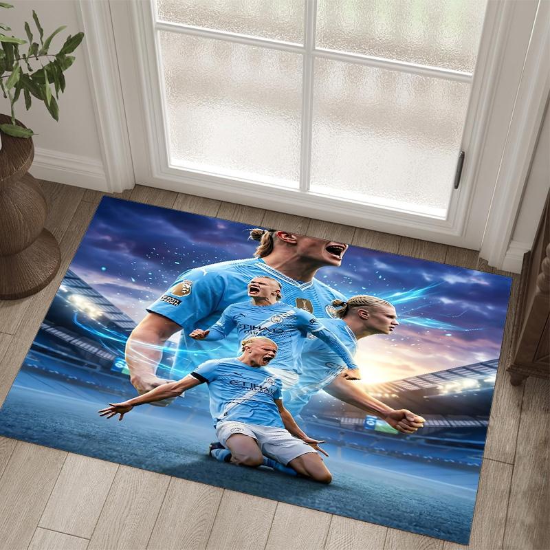 Erling Haaland Design Crystal Velvet Carpet Cozy Non?Slip Printed Rug For Bedroom Living Room Entrance
