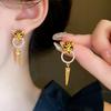 Real Gold Electroplated Silver Needle Zircon Leopard Earrings Niche Light Luxury Design Earrings Personality High-end Women's Earrings