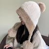 Большие помпоны Пушистые меховые наушники Шапки для женщин Женские Мягкие плюшевые Зимние теплые Вязаные плюшевые шапки Уличные Снежные Лыжные береты