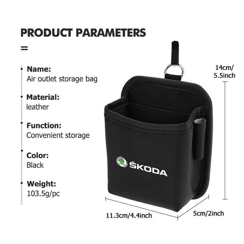AAABT1 For Skoda Car Air Outlet Storage Box Hanging Phone Lipstick Lighter Organizer Bag Holder Kodiaq Fabia Kamiq Karoq Octavia 2 3