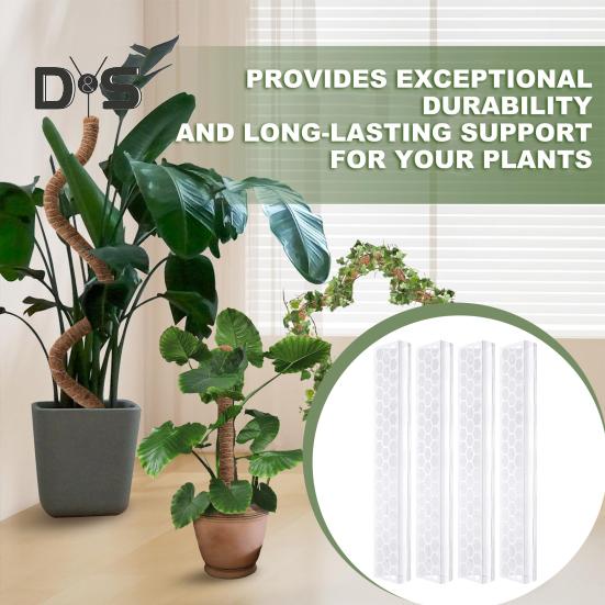 4Pcs Moss Pole Plant Climbing Support D-Shaped Design Easy Attachment Vertical Growth Stackable Plant Supports