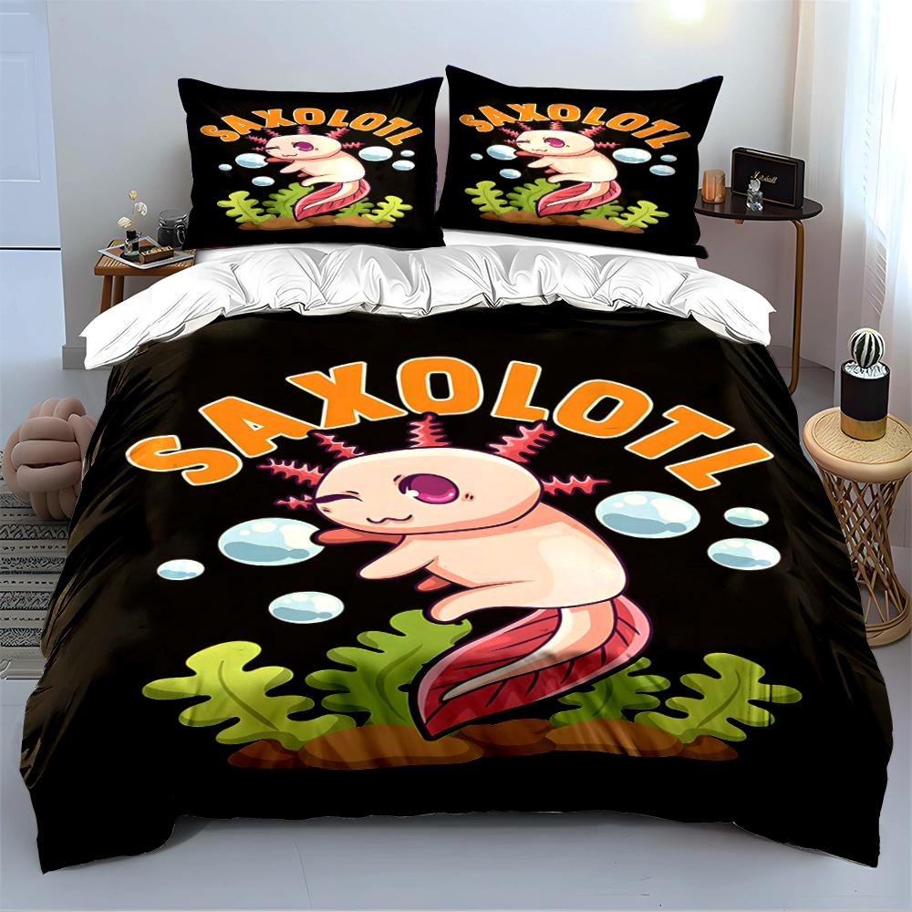 Axolotl Cartoon Design Bedding Set Bedding set (1 duvet cover, 2 pillowcases, duvet not included)