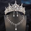 Королевские свадебные наборы украшений для женщин Розовая тиара Свадебное платье Корона С набором ожерелья и серег Аксессуары для костюма для вечеринки или дня рождения