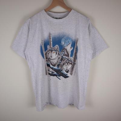 Vintage 1994 Wolf Moon Nature Shirt Gray Adult New All Size