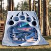 1pc Polar Bear Footprint Throw Blanket Polyester Fiber, Lightweight Flannel, Soft & Warm, All Season Use for Outdoor, Camping Digital Print
