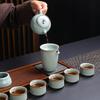 Ретро Набор для чая Килн Ру Открытый керамический чайник Чашка Набор для чая Кунг-фу Тяньцин Бизнес-подарки Ру-фарфор
