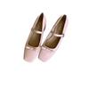 2025 spring new one-word with bow light mouth thick heel Mary Jane versatile OL work commuter women's shoes