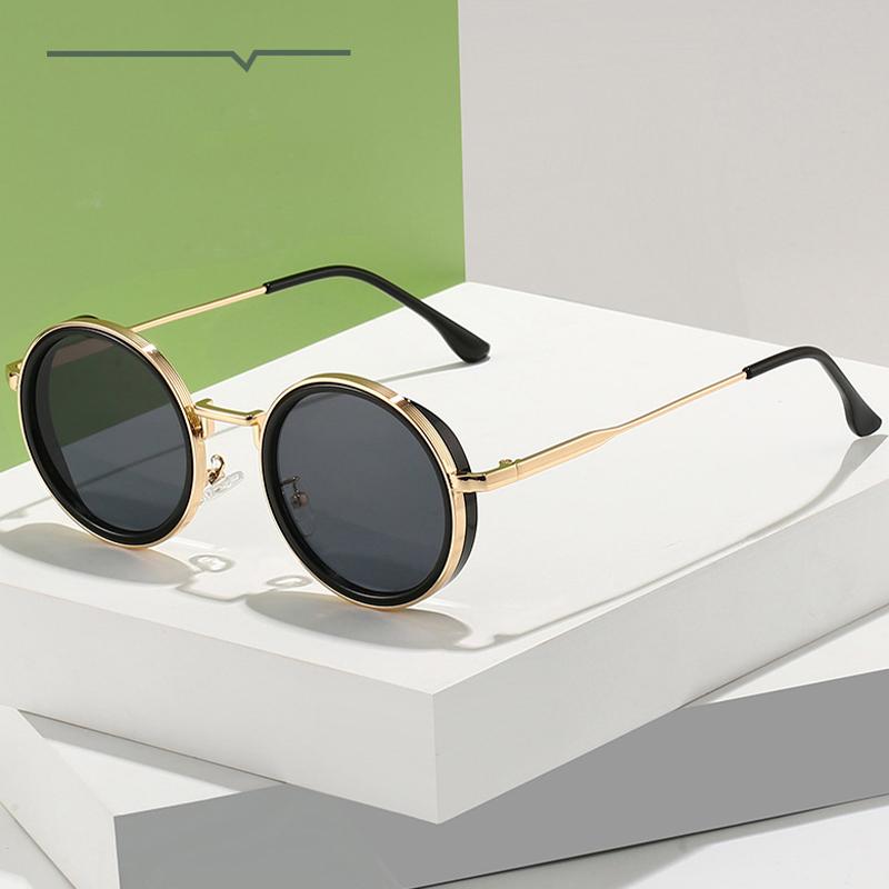 New Round Frame Retro Sunglasses For Men Punk Street Photography Sunglasses Stand For Women High-End Sunglasses M5245