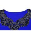 New Summer Luxury Shiny Hot Diamonds Women's Embroidery Flower T-Shirt Elegant V-Neck Lace Patchwork Tops Female Transparent Mid-Sleeve Tees