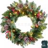 Christmas Decorations Set: LED String Lights Red Poinsettia Flowers Wreath Door Hanging Home Festive Interior