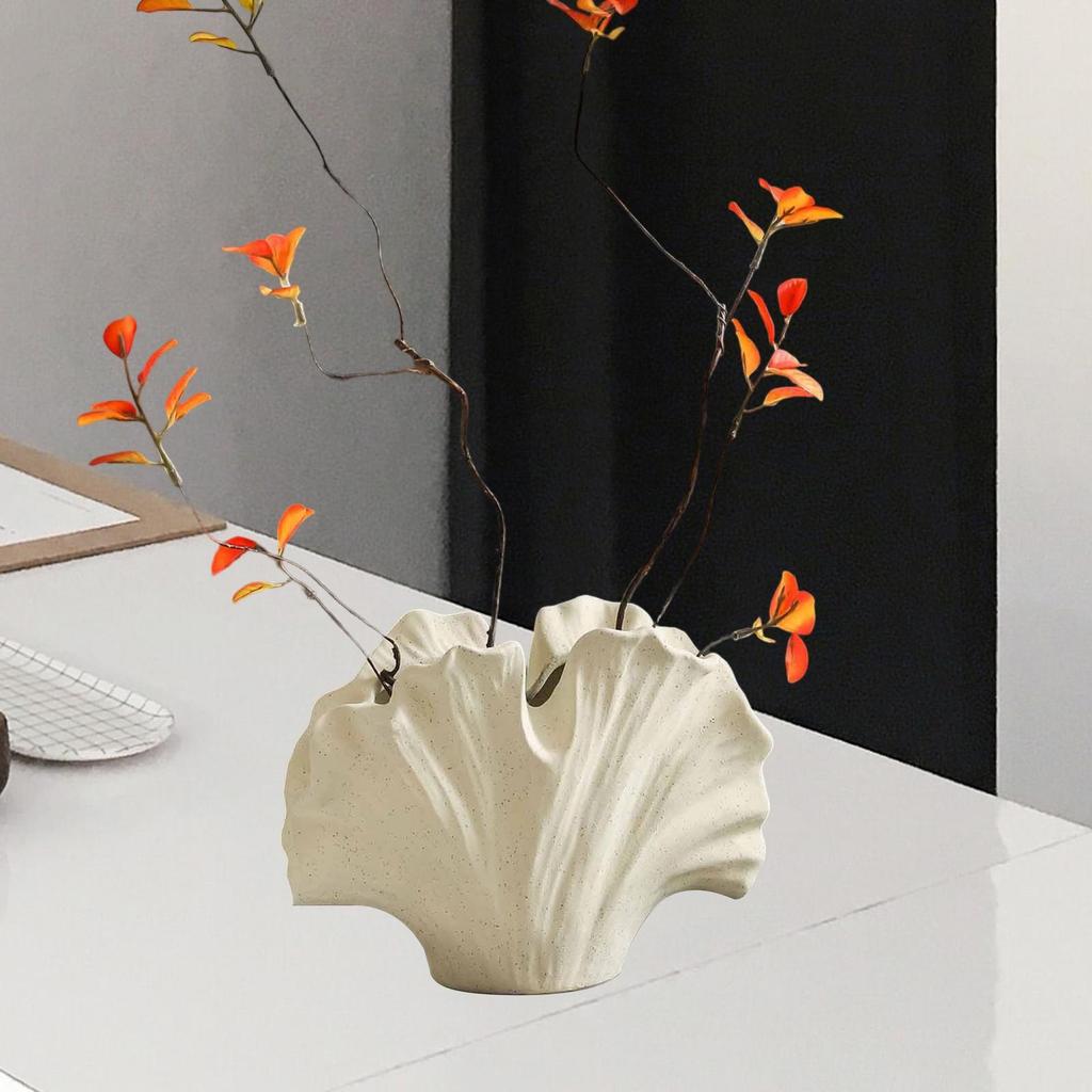 Ceramic Flower Vase Birthday Gifts Ginkgo Leaf Vase for Shelf Mantel Office