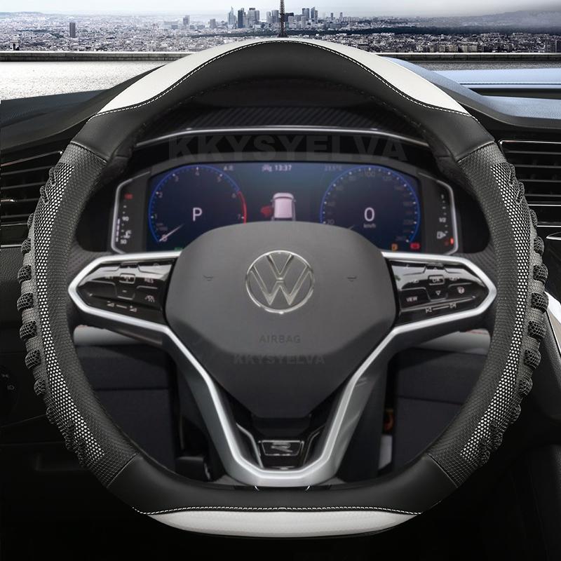 D Shape Car Steering Wheel Cover For VW Sharan Passat Caddy Touran Tiguan 2015-2021 Teramont Atlas T-Roc T-cross 2017-2021 2023