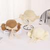 Early Spring New Straw Hat Lace Bow Sunscreen Fashion Wave Hat Outdoor Outing Visor