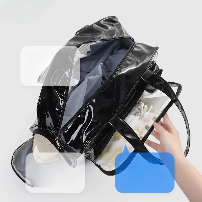 Transparent PVC Large Capacity Storage Bag Swimming Bags Women Large Wet Dry Separation Sports Bag Beach Fitness Travel Handbag