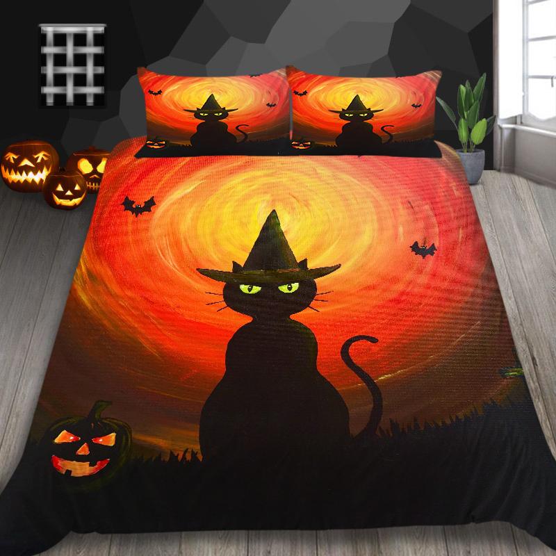 Комплект постельного белья для дома на Хэллоуин, лампа с тыквой, пододеяльник, полноразмерная односпальная/двуспальная кровать, 2/3 предмета, украшение для дома