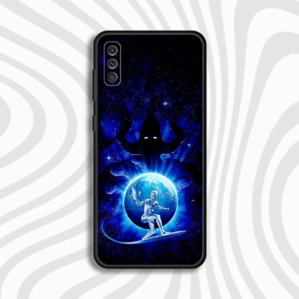 Cool S-Silver S-Surfer Phone Case For Samsung S10,S21,FE,S21,Note 20,S26,S25,S24,S23,Ultra,S9,S22,Plus Soft Silicone Black Cover