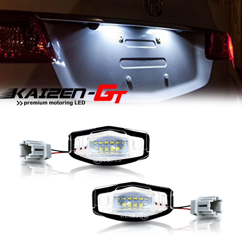 2PCS High Power Xenon White 18-SMD LED Car License Plate Lights For Honda Civic Accord Pilot Acura MDX RL TL TSX RDX ILX Etc
