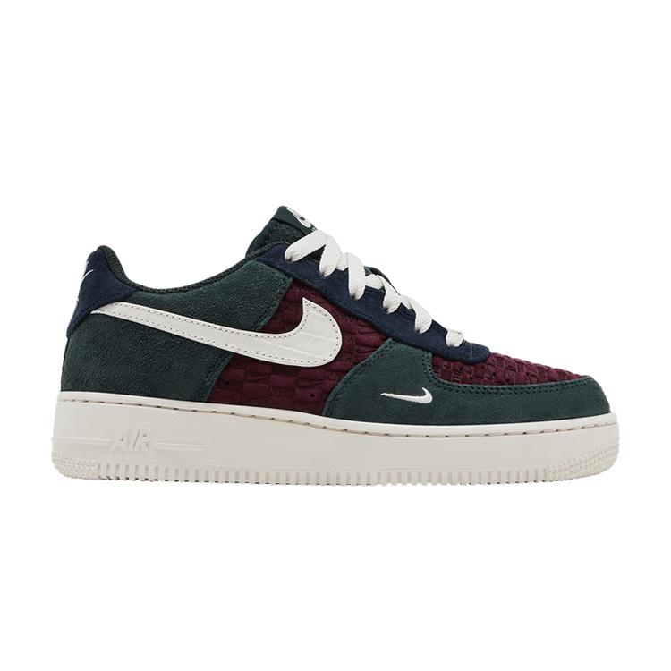 Детские кроссовки Nike Air Force 1 Low Kith Night Maroon (GS) Ночной бордовый/Фантом/Ель/Темный обсидиан