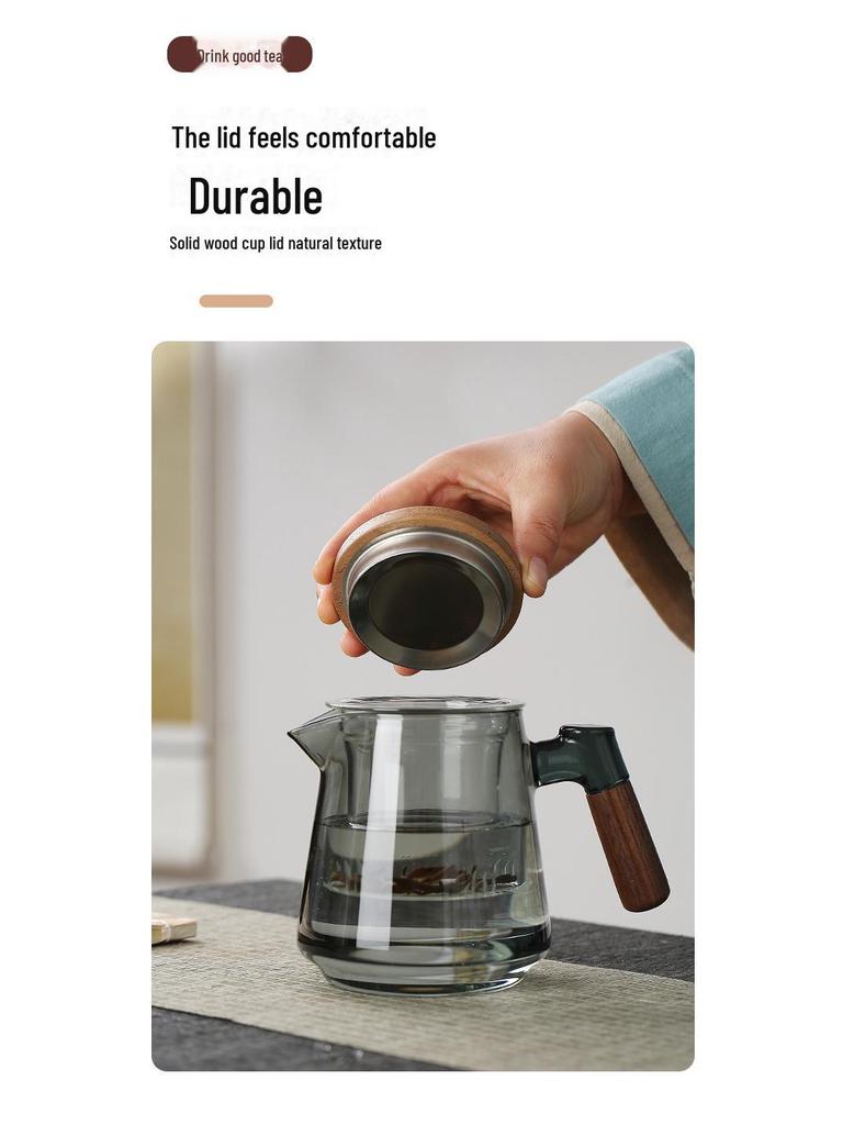 Стеклянный чайник с фильтром и боковой ручкой, устойчивый к высоким температурам, для использования в офисе или заваривания цветочного чая