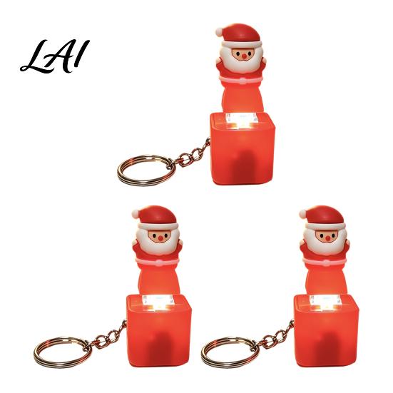 Christmas Light Up Toy Santa Sound Keychain Interactive Glowing Ornament with Festive Tunes Holiday Stocking Stuffer for Kids USB-C Rechargeable