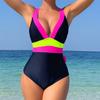 S - XL Сращивание V-образный вырез Перекрещенная спина Женский купальник Слитный купальник Женский С высоким вырезом бедра С подкладкой Купальник для плавания V6453